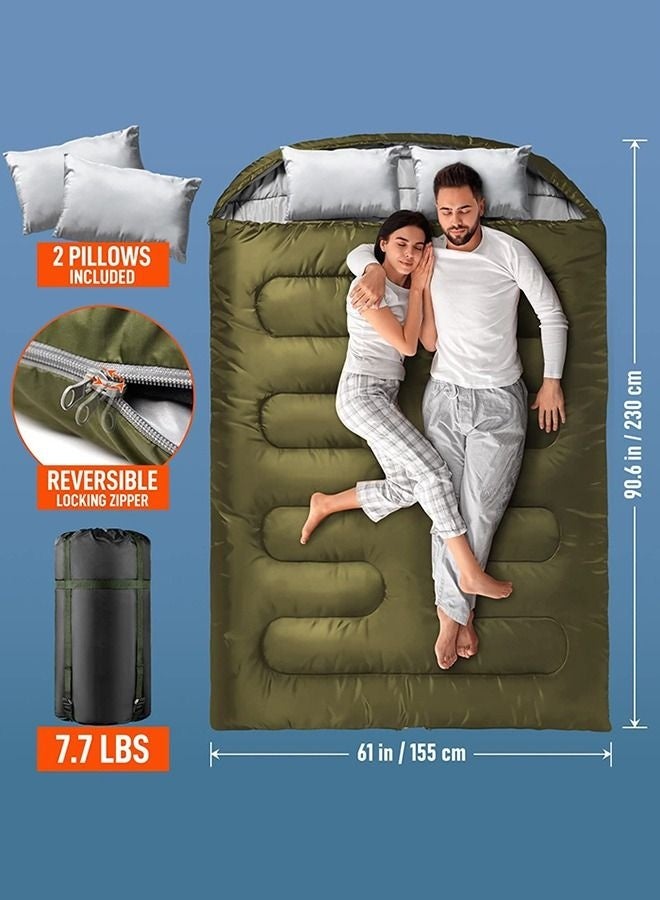 Arabest Double Sleeping Bag - Lightweight Waterproof Adult and Kids Camping Sleeping Bag with Compression Bag, Sleeping Pillow, Backpacking Sleeping Bag for Outdoor Camping, Hiking and Travel - Image 5
