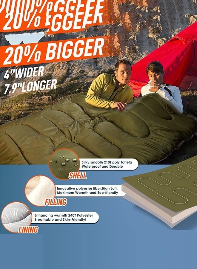 Arabest Double Sleeping Bag - Lightweight Waterproof Adult and Kids Camping Sleeping Bag with Compression Bag, Sleeping Pillow, Backpacking Sleeping Bag for Outdoor Camping, Hiking and Travel - Image 4