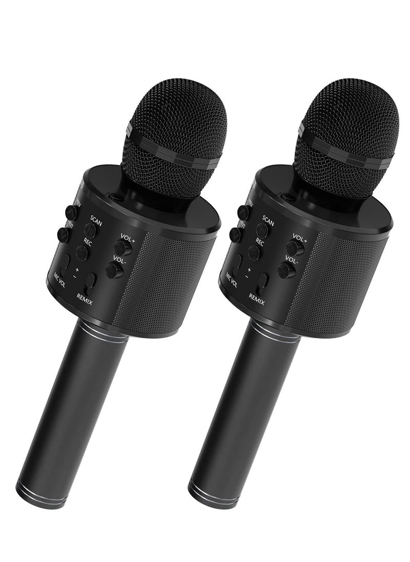 2 Pack Karaoke Microphone for Kids, Wireless Bluetooth Karaoke Microphone for Singing, Portable Handheld Mic Speaker Machine, Great Gifts Toys for Girls Boys Adults. (Black)  - Image 1