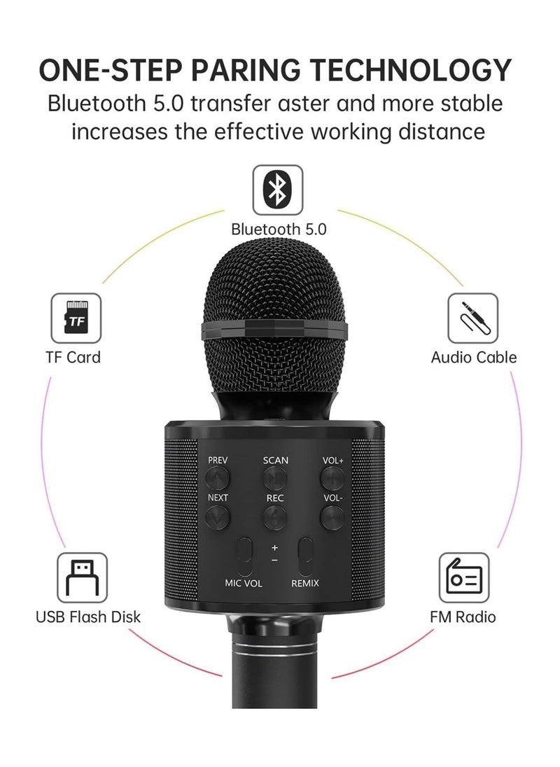2 Pack Karaoke Microphone for Kids, Wireless Bluetooth Karaoke Microphone for Singing, Portable Handheld Mic Speaker Machine, Great Gifts Toys for Girls Boys Adults. (Black)  - Image 2