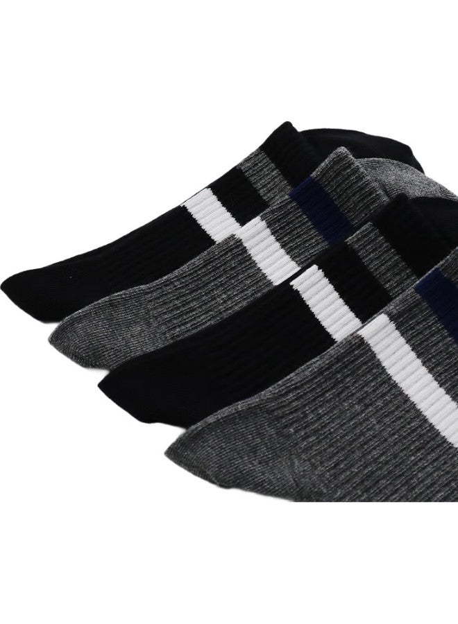 LEEME.ME Li Mi [Antibacterial] Socks For Men, Spring Casual Socks, Men'S Socks, Striped Mid-Calf Socks, 4 White, One Size Fits All - Image 2