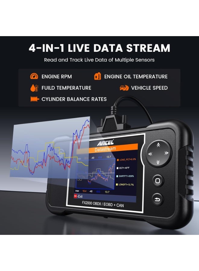 Ancel ANCEL FX2000 OBD2 Scanner Diagnostic Tool Engine ABS Transmission Airbag Engine Car Scanner, Automotive OBD II Fault Code Reader Check Warning Lights for All Vehicles, Free Lifetime Upgrade - Image 3