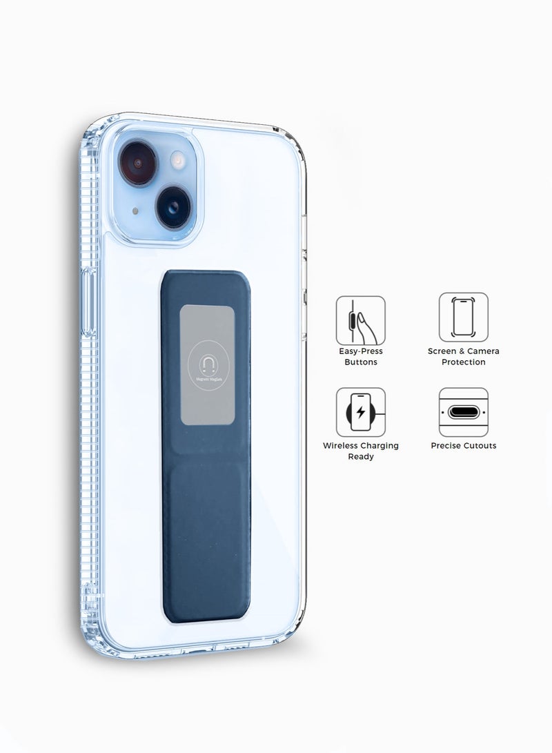 Wtech TPU Hand Grip Air Pillow Case Cover For Apple iPhone 15 2023 Clear/Navy Blue  - Image 5