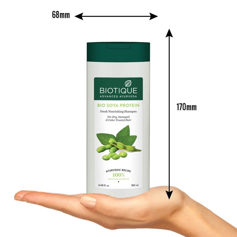 Biotique Bio Soya Protein Fresh Nourishing Shampoo, 180 ml I For Dry Damaged & Color Treated Hair - Image 3