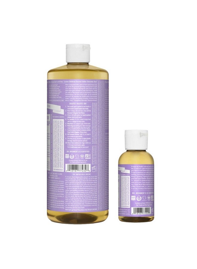 Dr. Bronner's Purecastile Liquid Soap Lavender Bundle. 32 Oz. Bottle And 2 Oz. Travel Bottle - Image 2