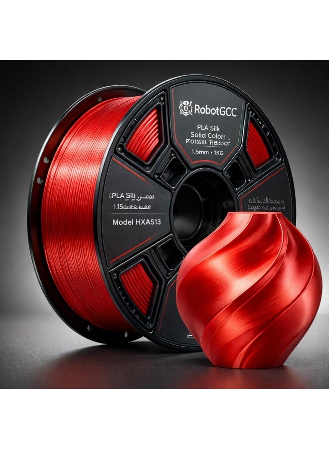 robotgcc PLA Silk Red 1.75mm 3D Printing Material 1KG Spool for FDM 3D Printer Glossy Finish Smooth Extrusion Stable Diameter Low Warping Strong Layer Adhesion Easy Print High Precision Consistent Flow Decorative Models DIY Projects Premium Surface Effect - Image 2