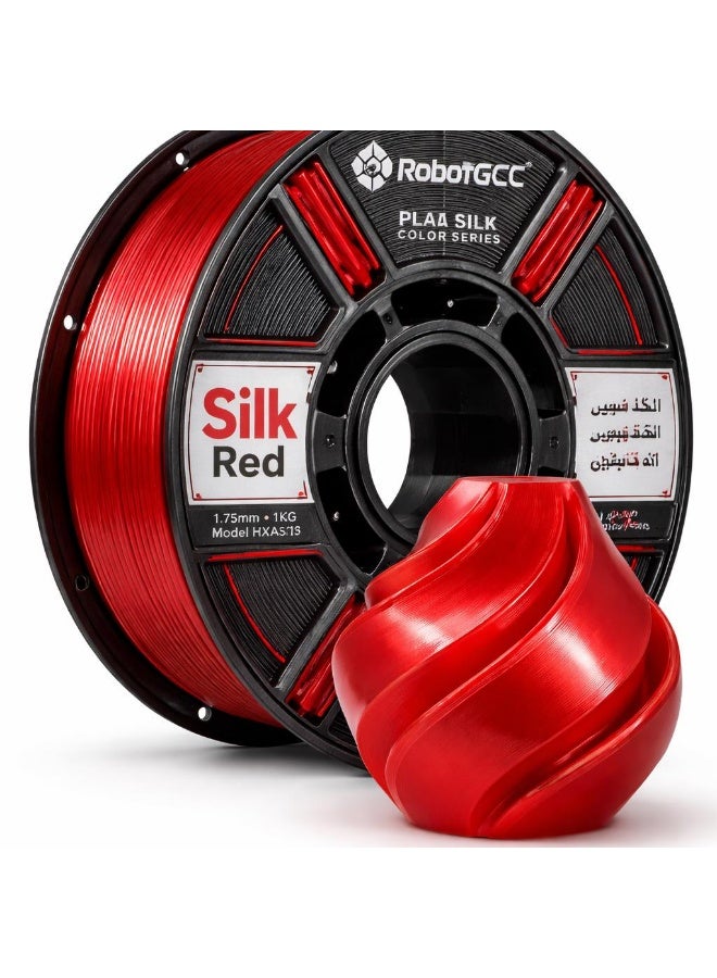 robotgcc PLA Silk Red 1.75mm 3D Printing Material 1KG Spool for FDM 3D Printer Glossy Finish Smooth Extrusion Stable Diameter Low Warping Strong Layer Adhesion Easy Print High Precision Consistent Flow Decorative Models DIY Projects Premium Surface Effect - Image 1