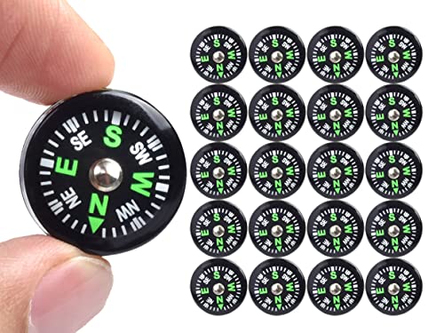 ZoloAJay 20 Pack Button Compass Mini Pocket Oil Filled Compass for Kids Hiking Survival Watch Band Paracord Camping Outdoor Activities Accessory Size Dia. 20mm - Image 1