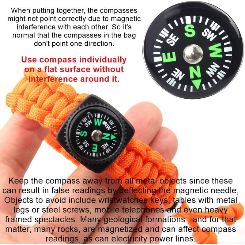 ZoloAJay 20 Pack Button Compass Mini Pocket Oil Filled Compass for Kids Hiking Survival Watch Band Paracord Camping Outdoor Activities Accessory Size Dia. 20mm - Image 4