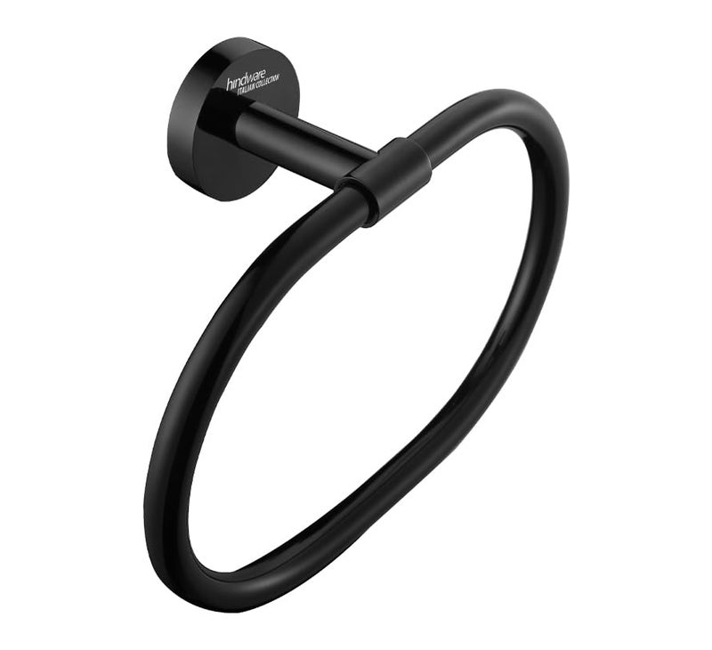 hindware Hindware Italian Collection Towel Ring for Bathroom | PVD Coated Towel Ring for Wash Basin | Brass Wash Basin Ring Towel |Luxury Chrome Black Color Finish | Premium Bathroom Accessories Series  - Image 4