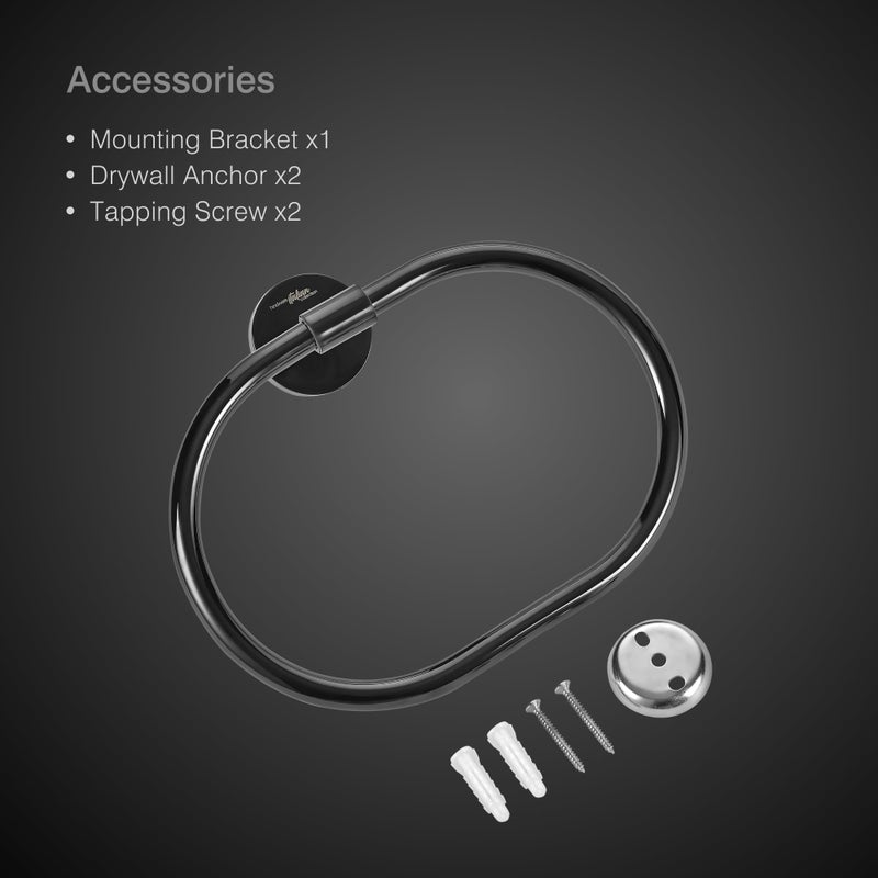 hindware Hindware Italian Collection Towel Ring for Bathroom | PVD Coated Towel Ring for Wash Basin | Brass Wash Basin Ring Towel |Luxury Chrome Black Color Finish | Premium Bathroom Accessories Series  - Image 3