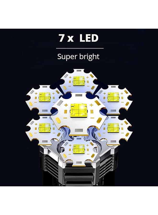SYOSI Super Bright LED Torch Handheld Rechargeable LED Flashlight Camping Lantern Searchlight with Handle for Camping Hunting Hiking Black - Image 3