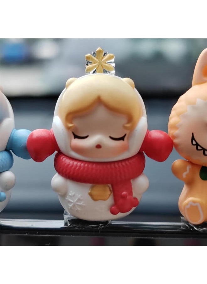 Bubble Mart POP BEAN Bubble Mart Party Series Cute Grain Tide Play Doll Mini Car Ornaments-Specifications:Sp Snow Velvet Red  - Image 1