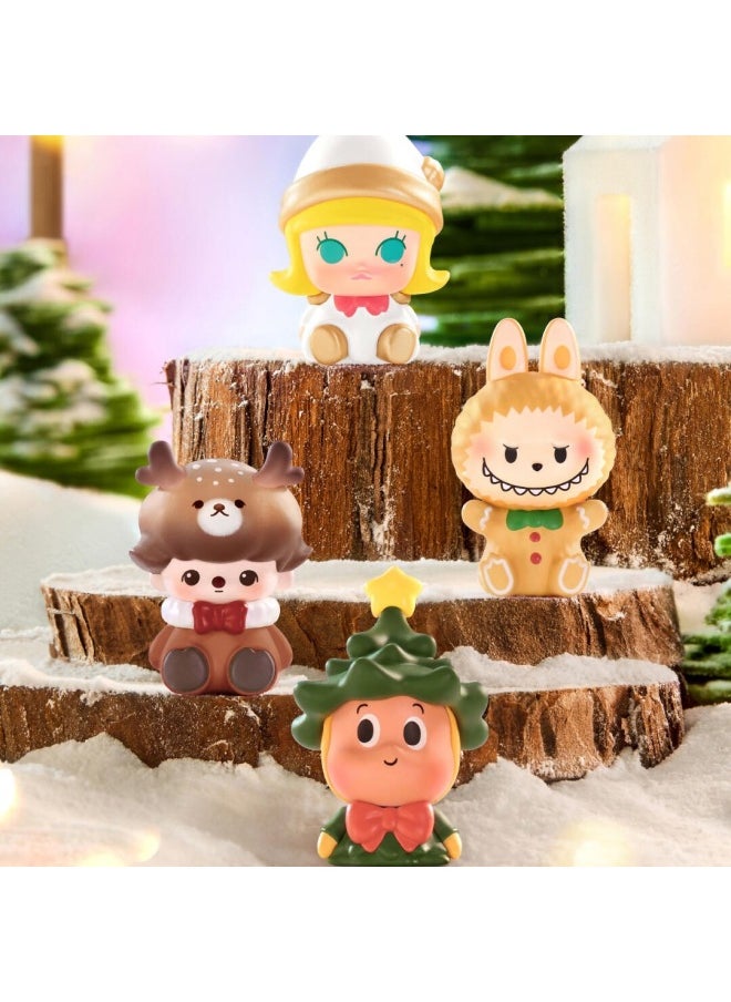 Bubble Mart POP BEAN Bubble Mart Party Series Cute Grain Tide Play Doll Mini Car Ornaments-Specifications:Sp Snow Velvet Red  - Image 4