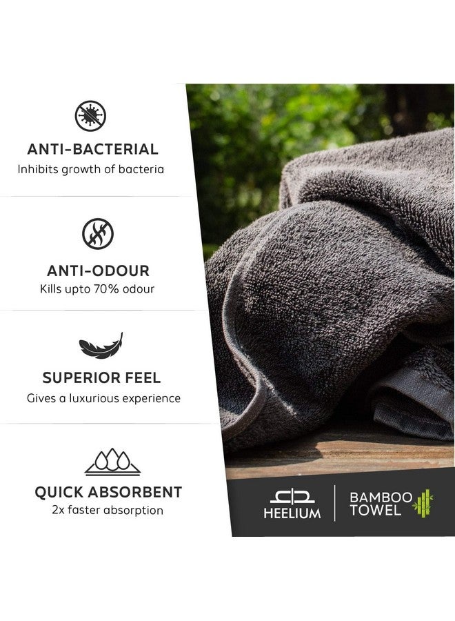 HEELIUM Bamboo Towel Set (2 Bath & 2 Hand Towel Combo) | Towel for Men & Women | Soft, High Absorbency & Antibacterial, 600 GSM, Iris, Grey - Image 3