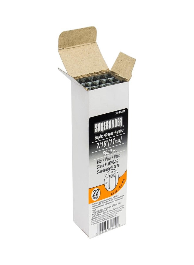 Surebonder 300-716-5M Narrow Crown 22 Gauge Upholstery Staples - 7/16" Length - 5000 Count - Image 2