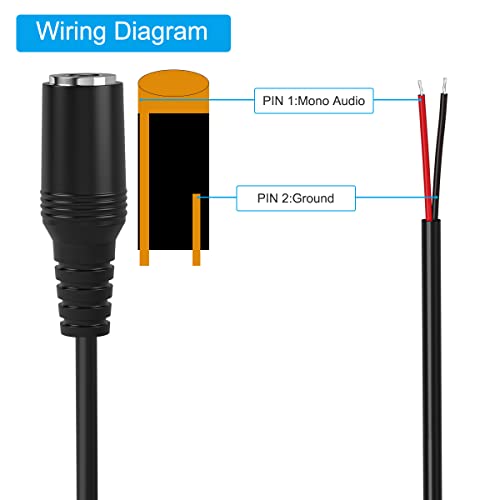SIOCEN Replacement 3.5mm Female Jack to Bare Wire Open End TRS 2 Pole Stereo 1/8" 3.5mm Jack Plug Connector 3.5mm Female Headphone Jack Aux Audio Cable for Headset Earphone Microphone Cable Repair 1FT - Image 2