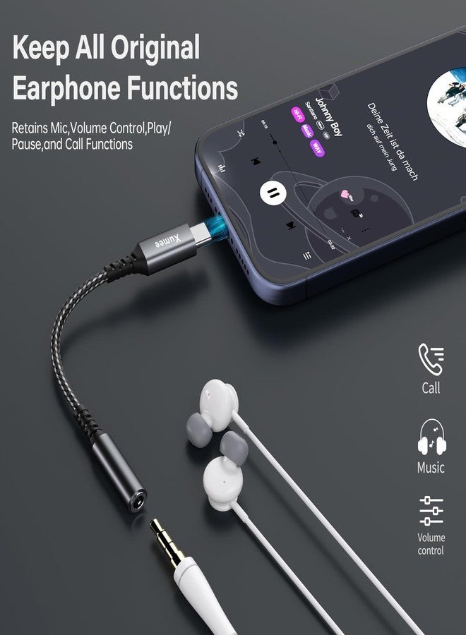 Xumee USB C to 3.5mm Headphone Jack Adapter for iPhone 17/16/15 Series, USB C to Aux Audio Dongle Cable Cord Compatible with iPad Pro/Air/Mini, Samsung Galaxy S25/S24/S23 Ultra, Pixel 9/8 (2-Pack) - Image 2