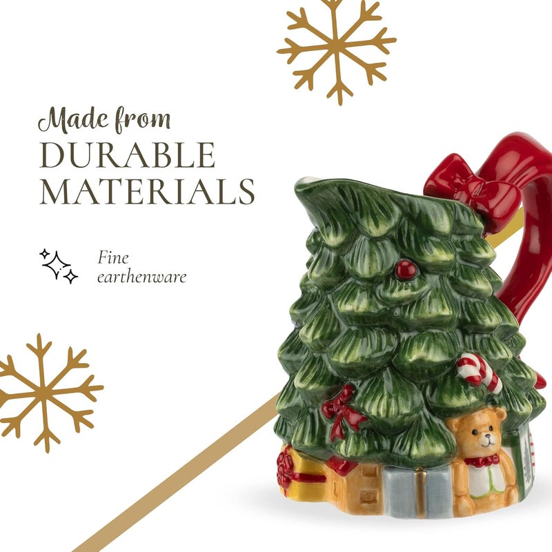 Spode Christmas Tree Sugar  Creamer Set  Figural Tree 74oz Creamer Jug  53oz Lidded Sugar Jar  Festive Dolomite Holiday Tea and Coffee Set Dishwasher Safe Ceramic Tableware Gift - Image 4