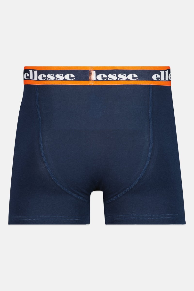 Ellesse Men 3 Pieces Brand Logo Trunks, Orange/Blue - Image 3