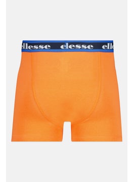 Ellesse Men 3 Pieces Brand Logo Trunks, Orange/Blue  - Image 4