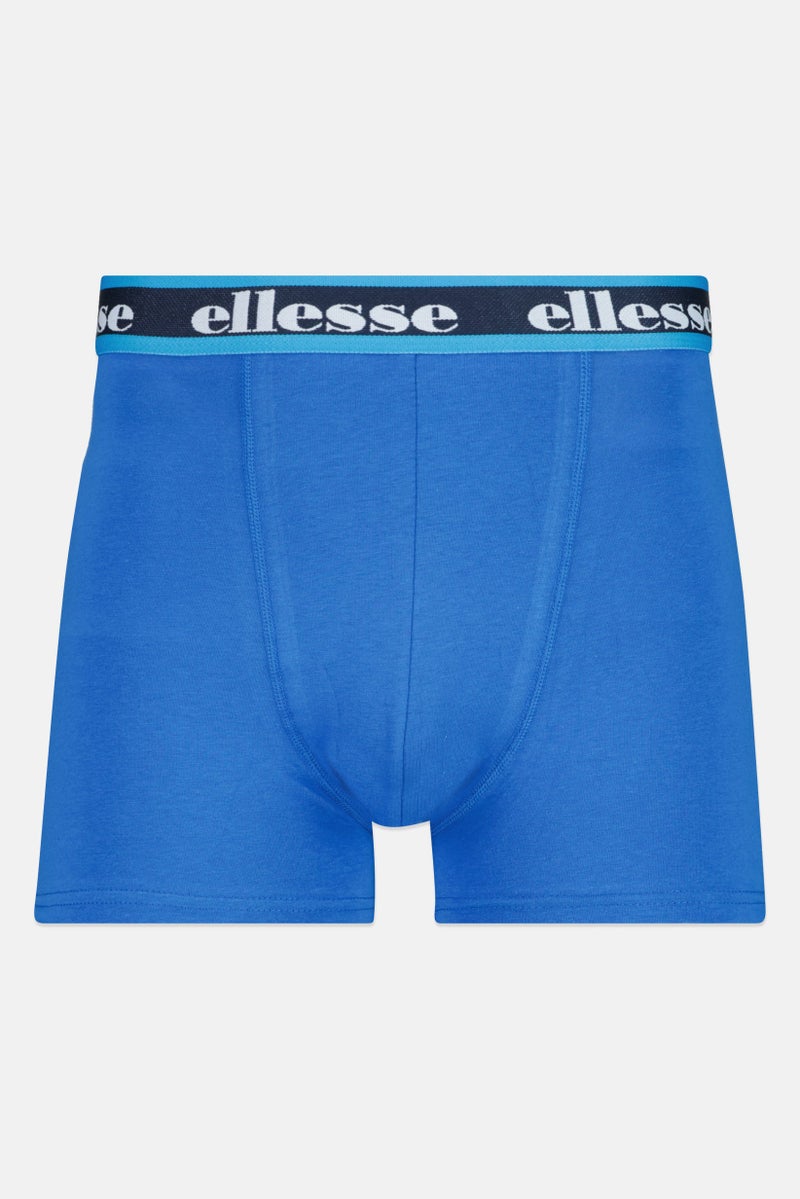 Ellesse Men 3 Pieces Brand Logo Trunks, Orange/Blue - Image 5