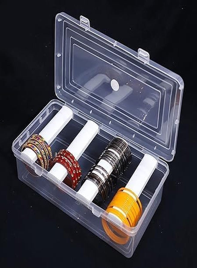 MFN 4 Rod Bangle Box For Women, Boxes For Storage Plastic Big Size, Jewellery Box For Travelling,Bride, Portable Chudi Organizer For Travel, Transparent Organise (SET OF 2) - Image 3