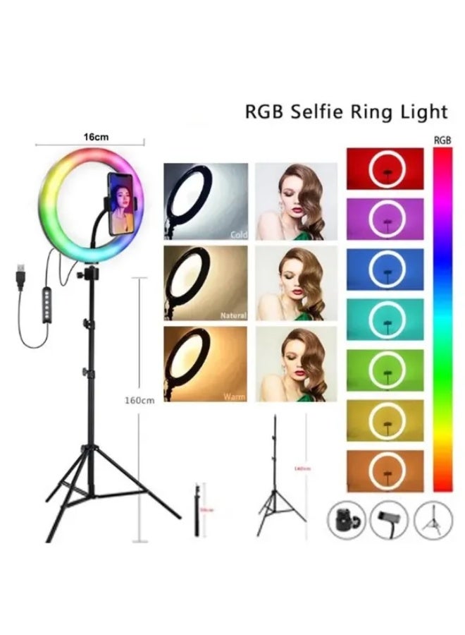 رينج لايت 7 الوان مع استاند 2 متر 26 سنتيمتر