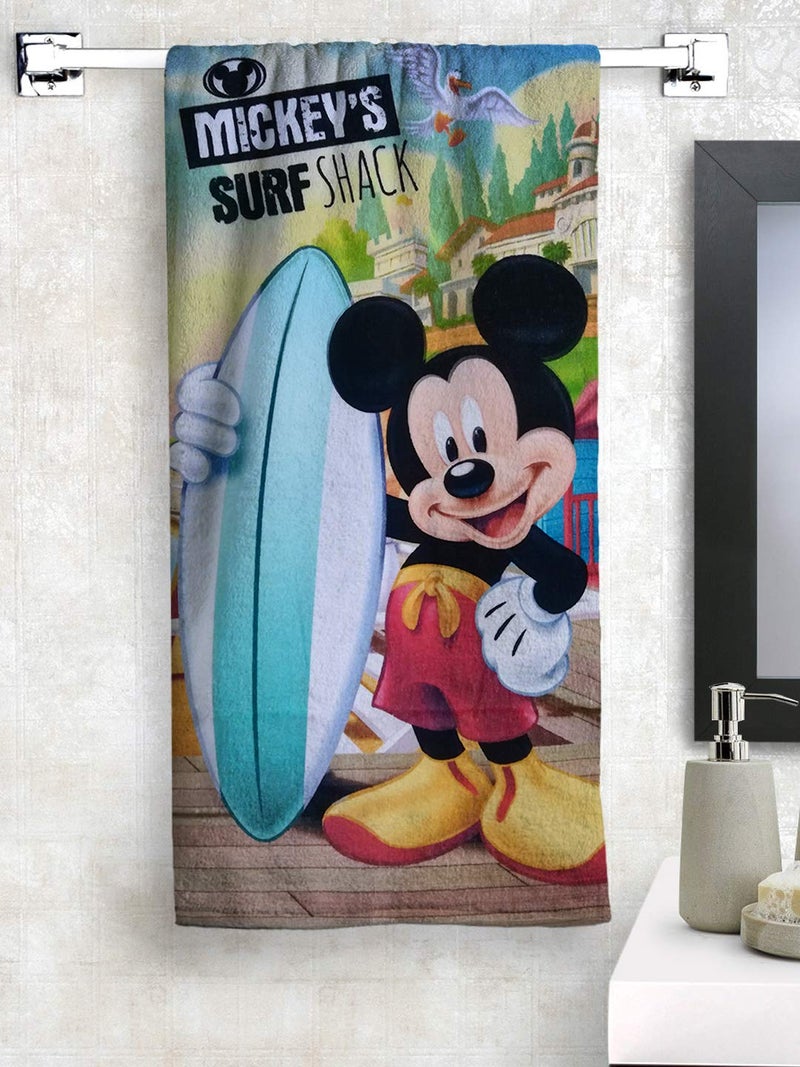 Athom Living Campatible with Disney Mickey Mouse Surf 350 GSM Cotton Kids Bath Towel, Multicolour, 60x120 cm - Image 2