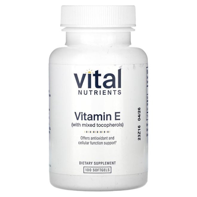 Vital Nutrients Vitamin E With Mixed Tocopherols 100 Softgels - Image 1