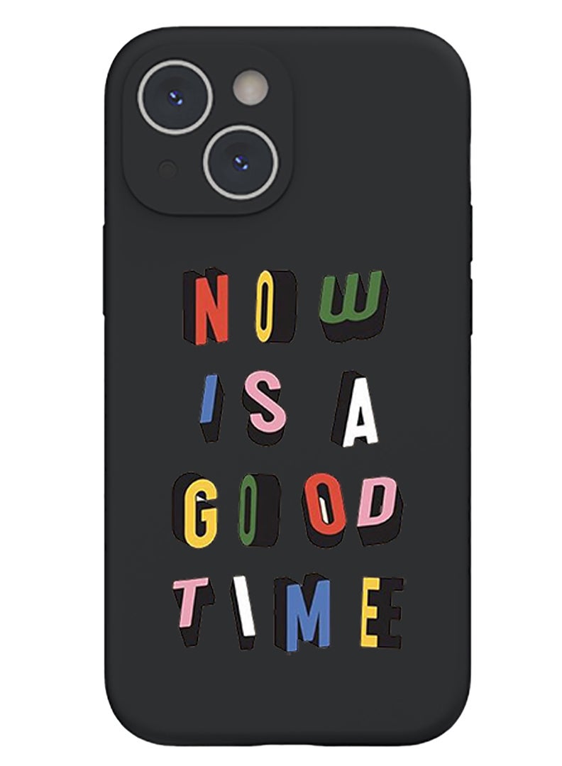 Theodor Protective Slim Fit Case Liquid Silicone Cover with Full Body Protection Anti-Scratch Shockproof Case For iPhone 15 Plus Black - Good time - Image 1