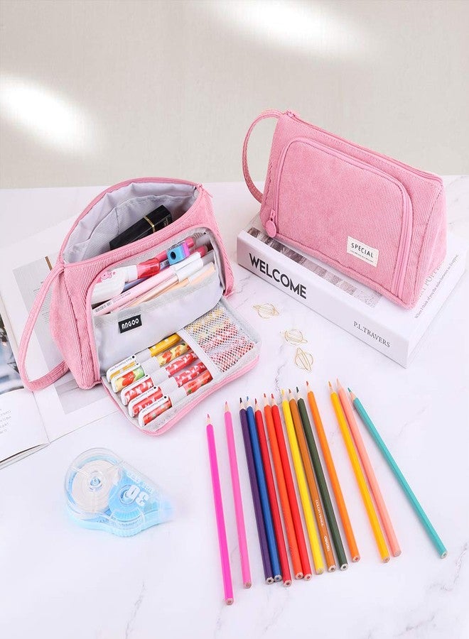 iSuperb Big Capacity Pencil Case Corduroy Large Pencil Pouch Portable Pen Bag Zipper Organizer Makeup Cosmetic Bags for Women Office - Image 2