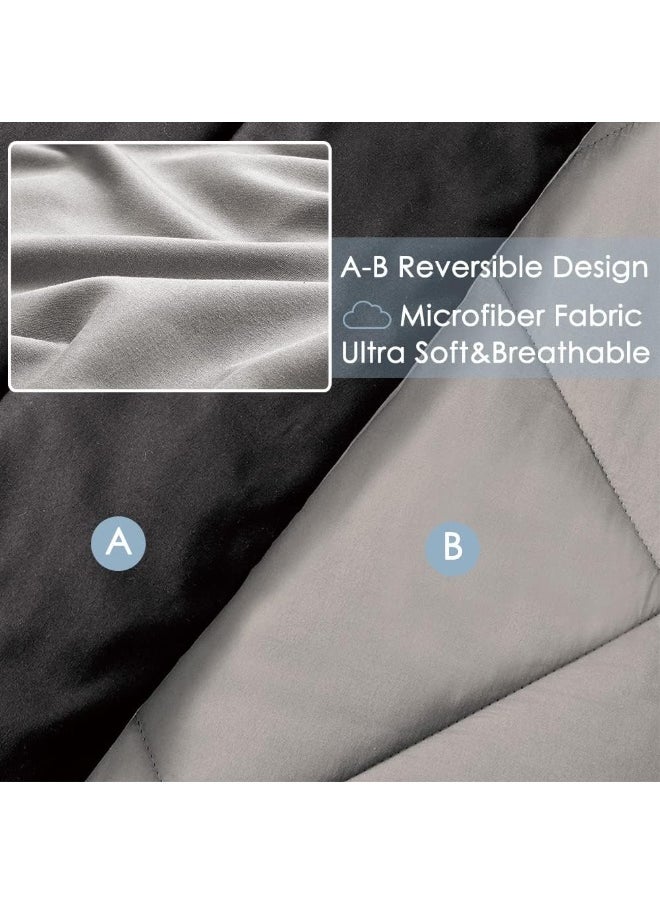 Generic Furnishh Queen Comforter Set 7 Pieces Bed in a Bag, Full/Queen Reversible Bed Set with Comforter, Flat Sheet, Fitted Sheet, Pillowcases & Shams, Black and Grey Bedding Sets for Queen Size Bed  - Image 3