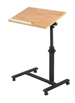 Rolling Laptop Table Lap Desk for Laptop, Tiltable Tabletop, Angle & Height Adjustable, Mobile Overbed Table Bedside Desk Sofa Side Table