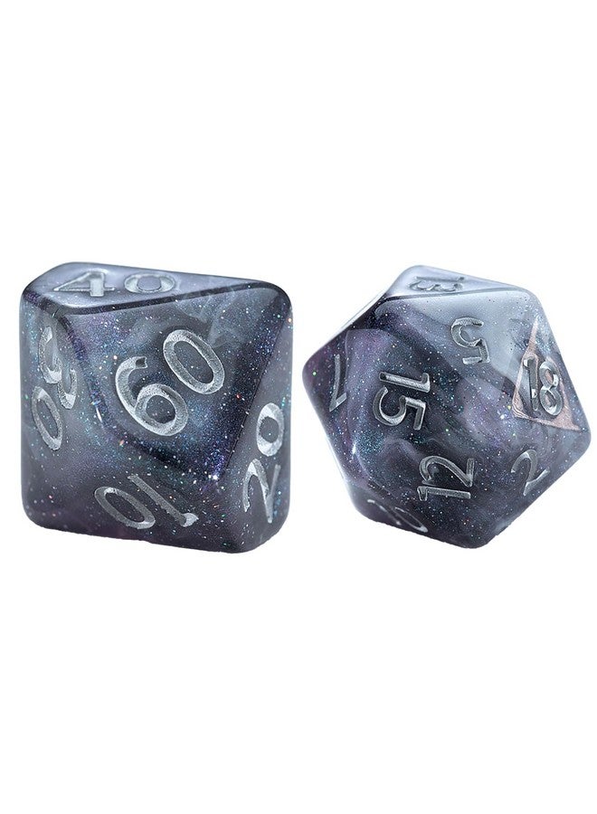 Gate Keeper Games and Dice: Aether Dice: Limbo - 7pc Set, Black & Purple, White Glitter Swirl, 7 Resin Dice for Role Playing Games - Image 5