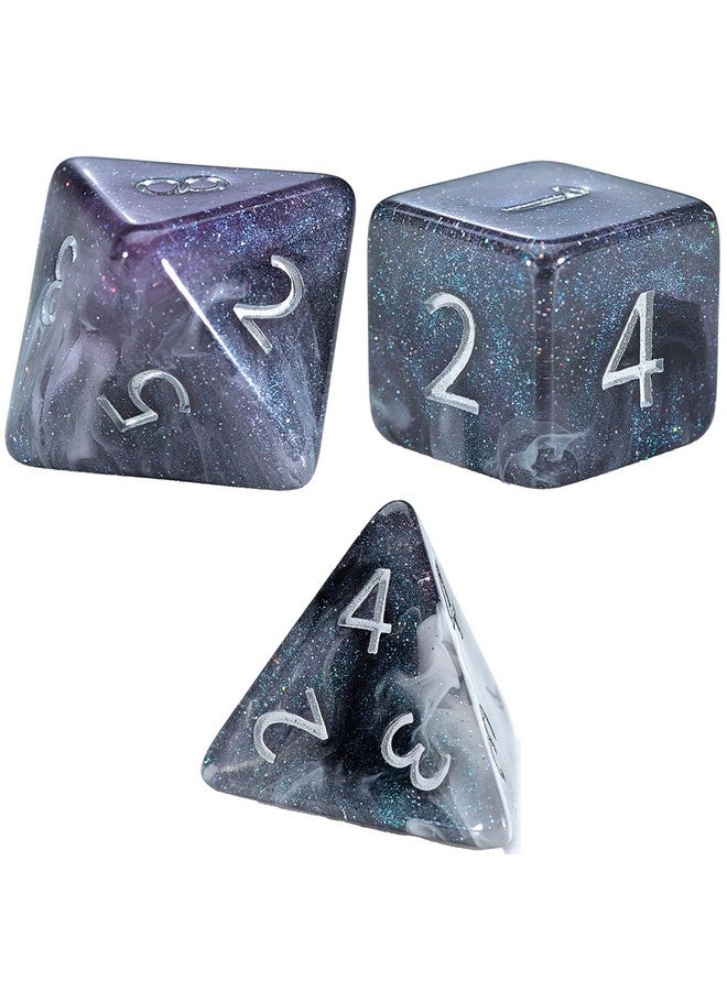 Gate Keeper Games and Dice: Aether Dice: Limbo - 7pc Set, Black & Purple, White Glitter Swirl, 7 Resin Dice for Role Playing Games - Image 3