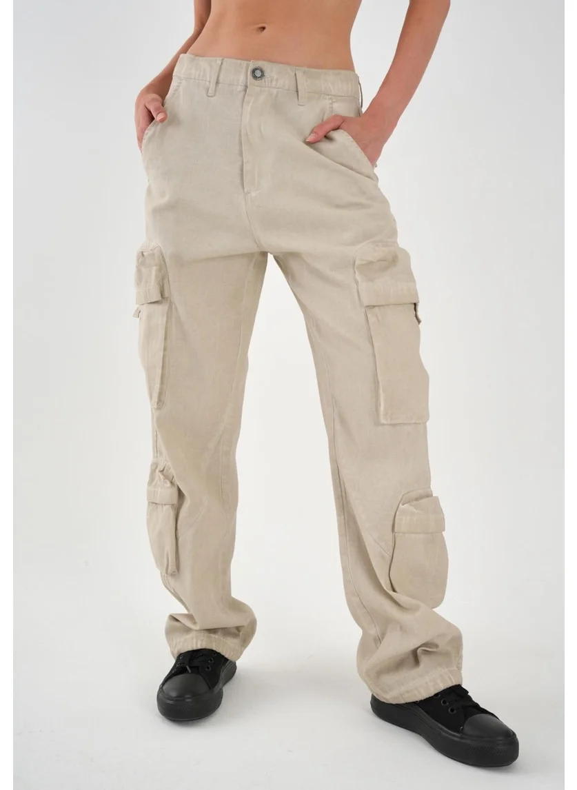 الكسندر جاردي Alexandergardi Low Waist Cargo Trousers with Pockets