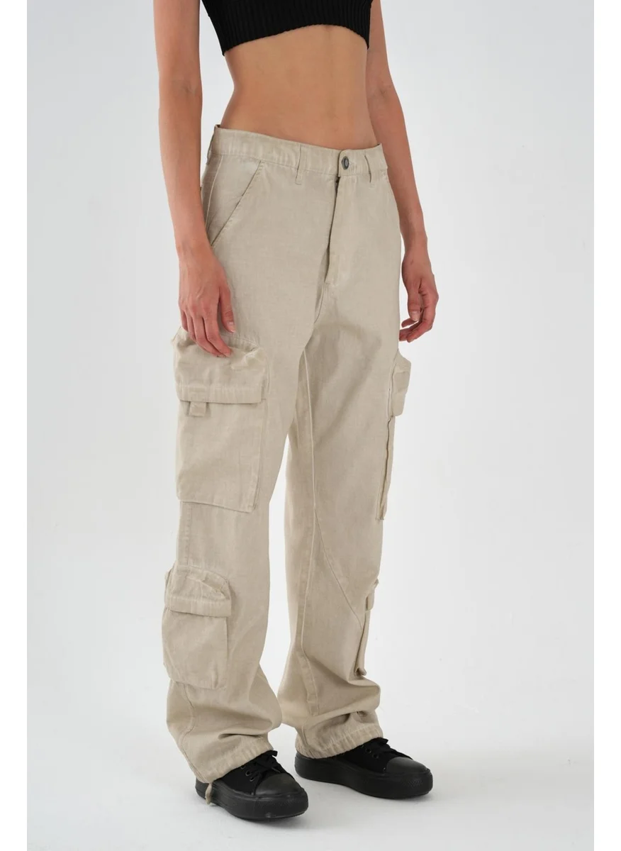الكسندر جاردي Alexandergardi Low Waist Cargo Trousers with Pockets