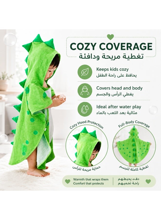 RISABA hooded towel, Kids Hooded Dinosaur Bath Towel, Soft Cotton Wearable Bathrobe and Beach Wrap for Babies, Toddlers and Children 0–8 Years, Green - Image 4