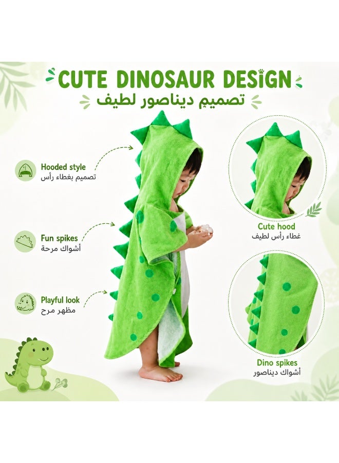 RISABA hooded towel, Kids Hooded Dinosaur Bath Towel, Soft Cotton Wearable Bathrobe and Beach Wrap for Babies, Toddlers and Children 0–8 Years, Green - Image 5
