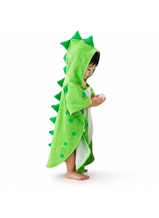 RISABA hooded towel, Kids Hooded Dinosaur Bath Towel, Soft Cotton Wearable Bathrobe and Beach Wrap for Babies, Toddlers and Children 0–8 Years, Green - Image 1
