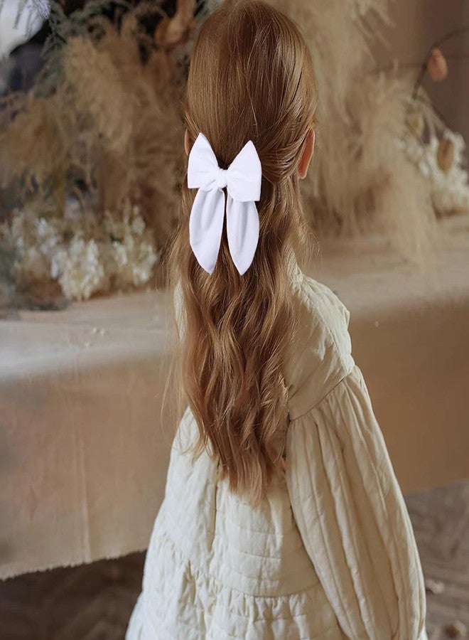 KCHIES Velvet Fable Bow Hair Clips 5" Big White Velvet Ribbon Sailor Bow Alligator Barrettes for Toddler Teens Flower Girls Kids Women Wedding Fall Dress Decor Accessory - Image 3
