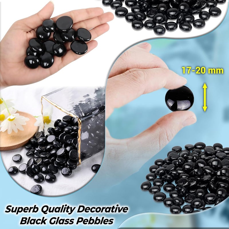 ARSUK Decorative Glass Pebbles, Stones Beads Rounded Gems Flat Marble, Vase Filler, Fire Artificial Crystal Gemstones for Aquarium, Mosaic Tiles Vases Craft, Garden Flowerpot, Landscaping (70-80pcs) - Image 2