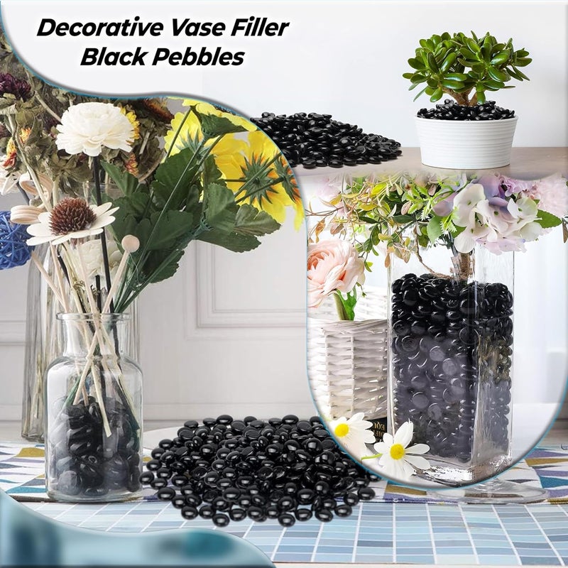 ARSUK Decorative Glass Pebbles, Stones Beads Rounded Gems Flat Marble, Vase Filler, Fire Artificial Crystal Gemstones for Aquarium, Mosaic Tiles Vases Craft, Garden Flowerpot, Landscaping (70-80pcs) - Image 4