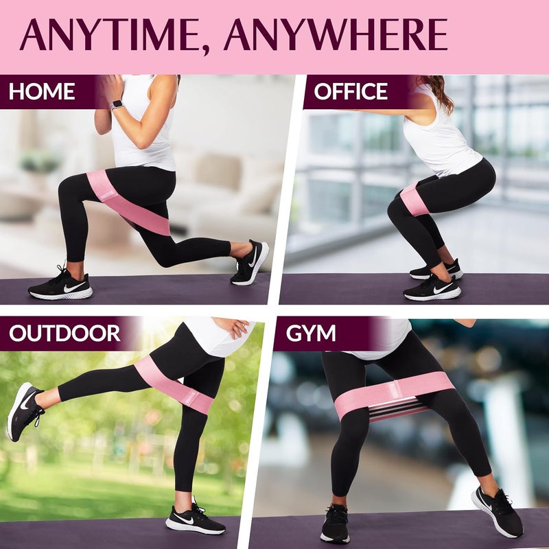 Gymbee أشرطة مقاومة متميزة للتمارين الرياضية - أشرطة تمرين لتمرين الأرداف والفخذين والساقين - أشرطة قماشية غير قابلة للانزلاق لصالة الألعاب الرياضية واللياقة البدنية في المنزل، اليوغا، القوة والبيلاتس للرجال/النساء - 3 مستويات - Image 5