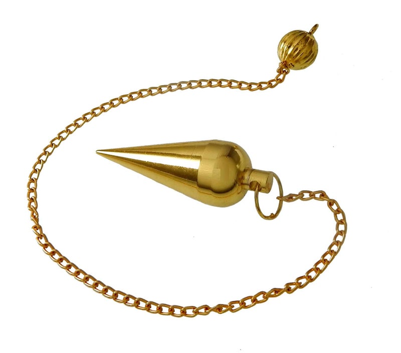 Long Cone Pendulum, Brass Metal Pendulum, Healing Dowsing Pendulum, Divination Pendulum, Meditation Pendulum, Metaphysical Reiki Pendulum.
