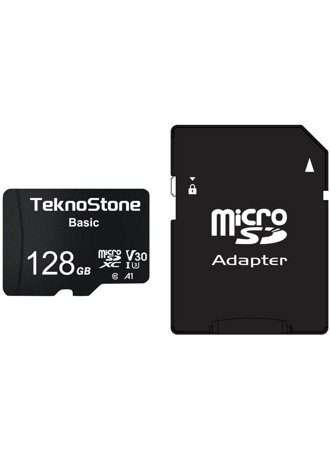 TEKNOSTONE Basic 128GB Micro SDXC Memory Card with Adapter Up to 90MB/s Read Speed U1 V30 A1 Rated HD Video Support TF Card for Dashcams Security Cameras Tablets Phones (1 Pack) - Image 1