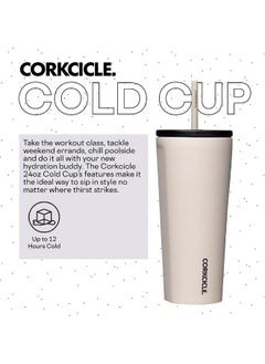 CORKCICLE Corkcicle Cold Cup Insulated Tumbler with Lid and Straw, Latte, 24 oz – Reusable Water Bottle Keeps Beverages Cold for 12hrs, Hot 5hrs – Cupholder Friendly Tumbler, Lid for Flexible Sipping  - Image 2
