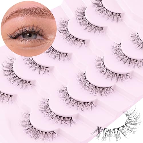 Onlyall Eyelashes Natural Look Fake Eyelashes Natural Lashes Lightweight False Eyelashes Wispy Lashes 3D Faux Mink Eyelashes 7 Pairs D3 - Image 1
