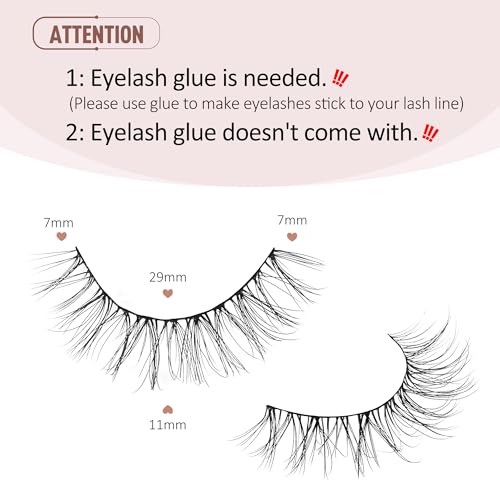 Onlyall Eyelashes Natural Look Fake Eyelashes Natural Lashes Lightweight False Eyelashes Wispy Lashes 3D Faux Mink Eyelashes 7 Pairs D3 - Image 2